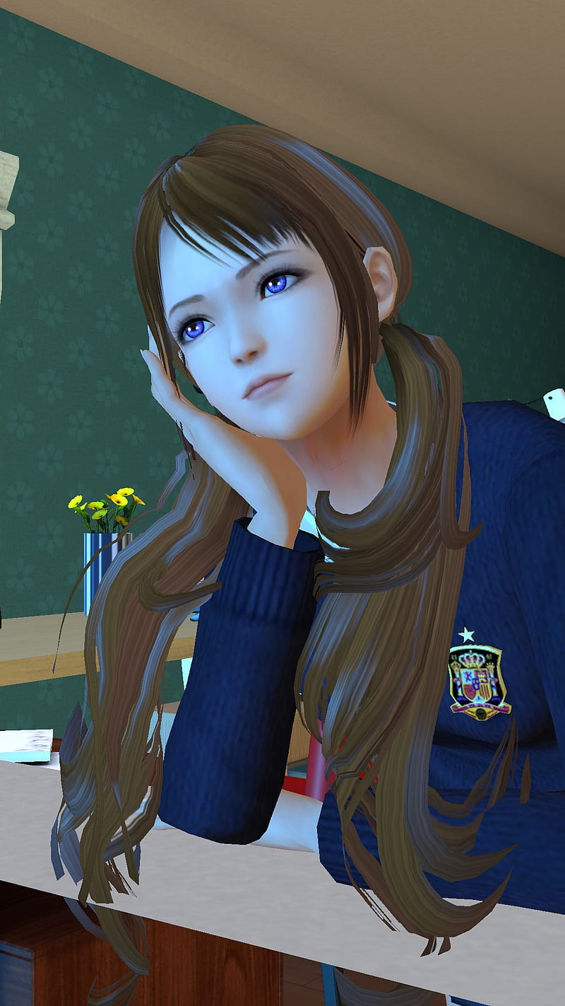 anime, school uniform, 3D Abstract, Virtua Girls, Game CG, HD phone wallpaper