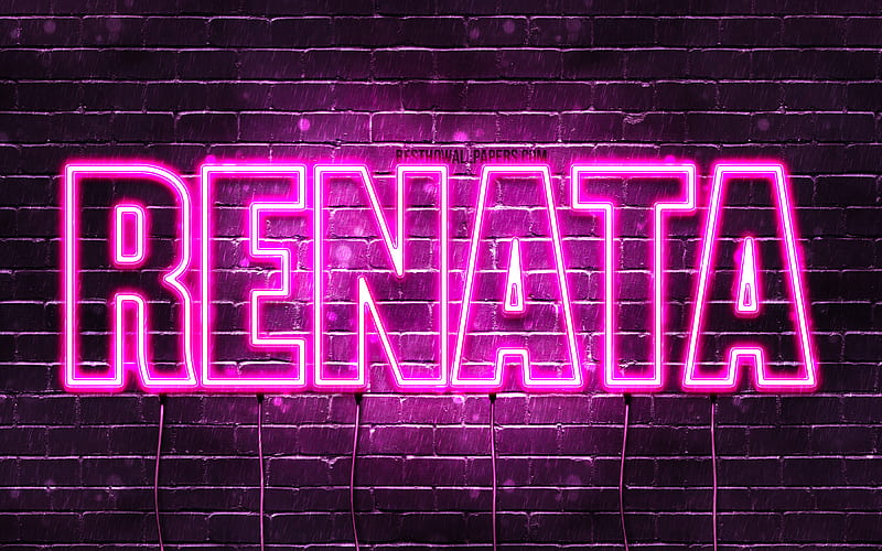 Renata with names, female names, Renata name, purple neon lights,  horizontal text, HD wallpaper | Peakpx