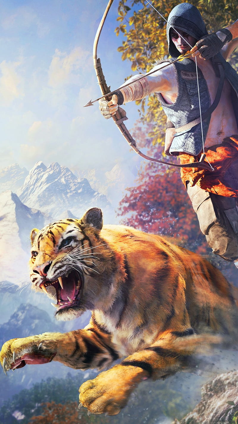 video game, arch, archerer, mad, mountain, tiger, HD phone wallpaper