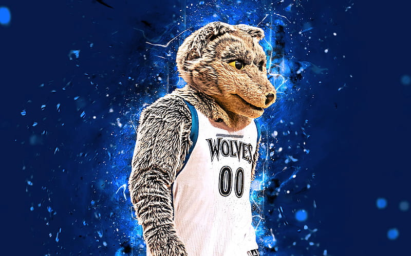 Crunch the Wolf mascot, Minnesota Timberwolves, basketball, abstract art, NBA, creative, USA, Minnesota Timberwolves mascot, National Basketball Association, NBA mascots, official mascot, HD wallpaper
