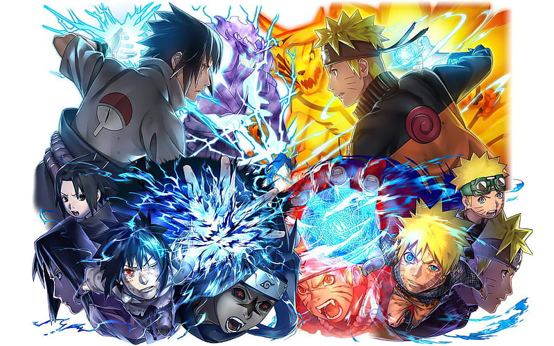 Naruto Uzumaki, Chidori, Rasengan, Sasuke Uchiha, Naruto, manga, Naruto characters, HD wallpaper