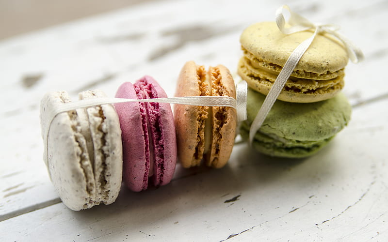 macaroon, multicolored biscuits, cookies, sweets, baked goods, HD wallpaper