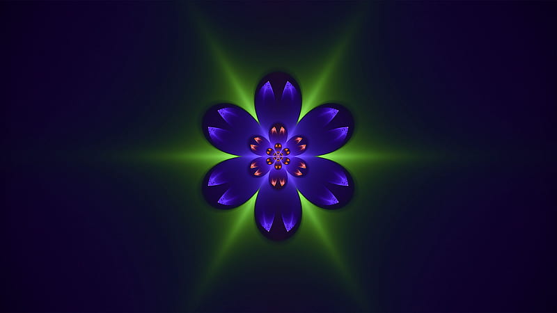 Blue Flower Fractal Patterns Trippy, HD wallpaper