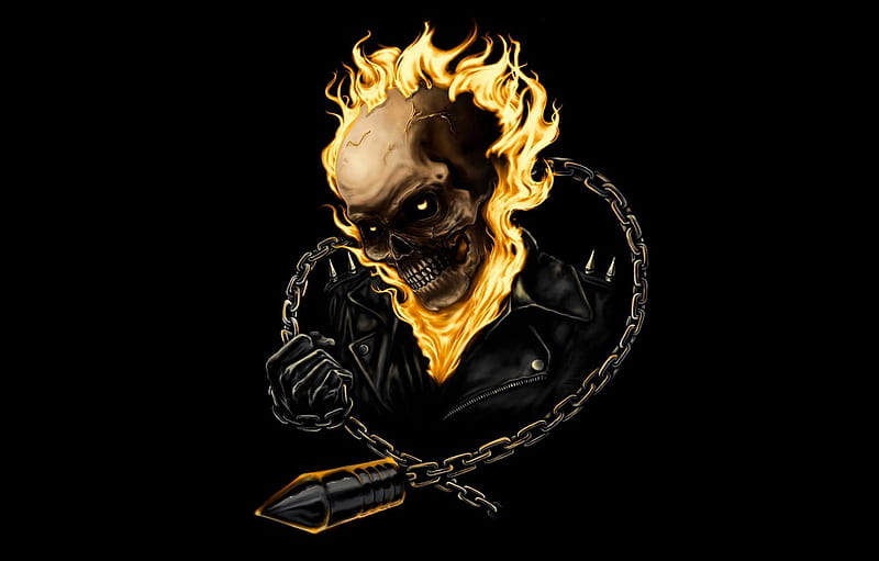skull, chain, Ghost, Ghost Rider, racer for , section минимализм, HD wallpaper