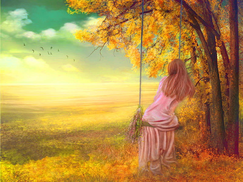 Her dreams, her, dreams, lonely, young woman, tree, alone, young, loneliness, girl, field, HD wallpaper