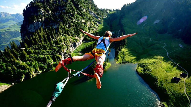 Bungee jumping, extreme, fly, bugee, jump, HD wallpaper