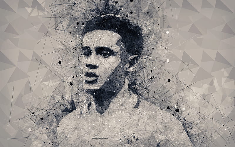 Philippe Coutinho geometric art portrait, face, Brazilian footballer, creative art, Barcelona, Spain, La Laga, football, HD wallpaper