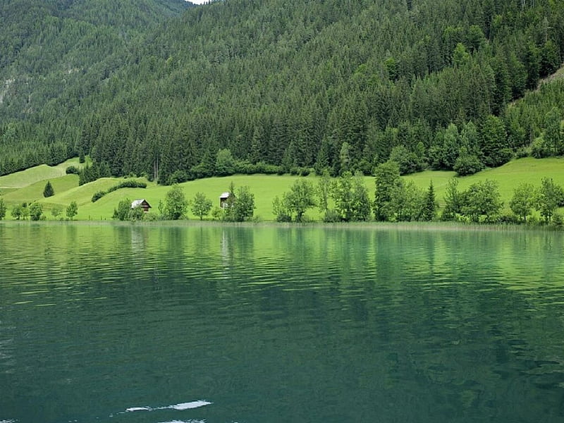 Lake Weissensee in Carinthia Austria., austria, carinthia, weissensee, lake, HD wallpaper