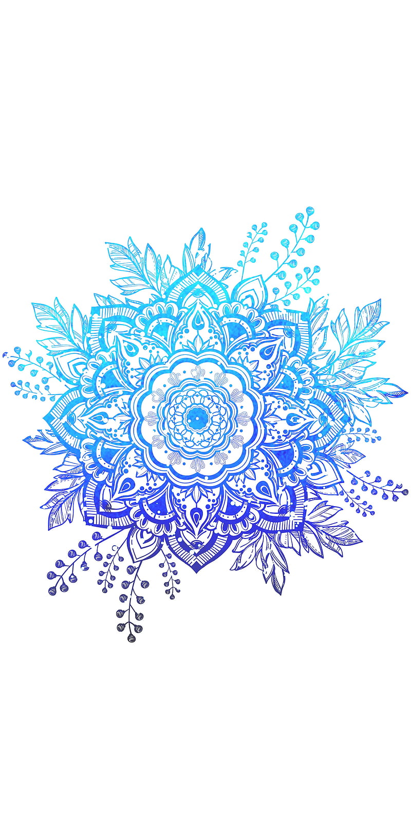 Mandala flower, black, blue, light, white, winter, HD phone wallpaper
