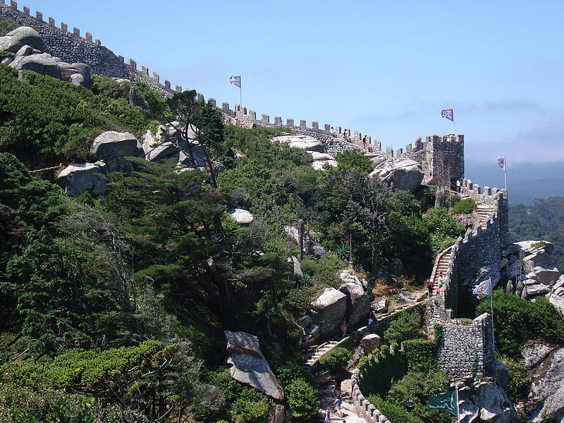 Sintra Castle, sintra, portugal, lisbon, castle, HD wallpaper