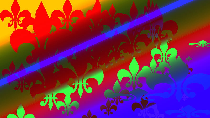 Red Green Colors Fleur-De-Lis Abstract, HD wallpaper