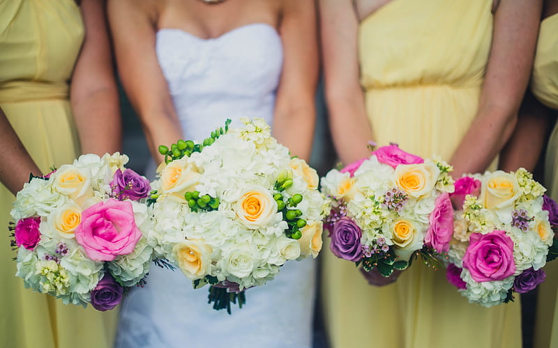 Ramos de novia, niña, ramo, flor, amarillo, boda, rosa, Fondo de pantalla  HD | Peakpx