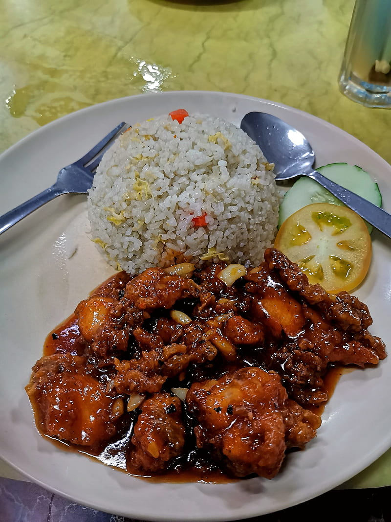 Nasi Goreng Ayam, borneo, chicken, food, fried rice, malaysia, rice, sabah, thanksgiving, HD phone wallpaper