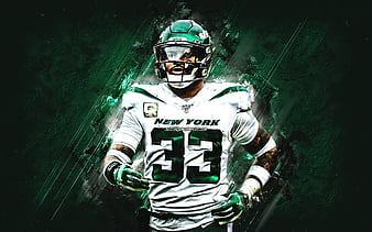 CJ Mosley, New York Jets, NFL, portrait, american football, green stone  background, HD wallpaper