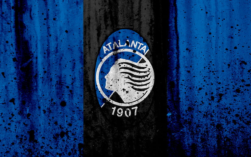 FC Atalanta logo, Serie A, stone texture, Atalanta, grunge, soccer, football club, Atalanta FC, HD wallpaper