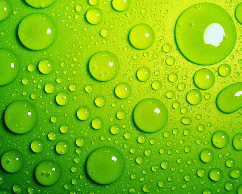 Waterdrops, drops, green, rain, water, wet, HD wallpaper