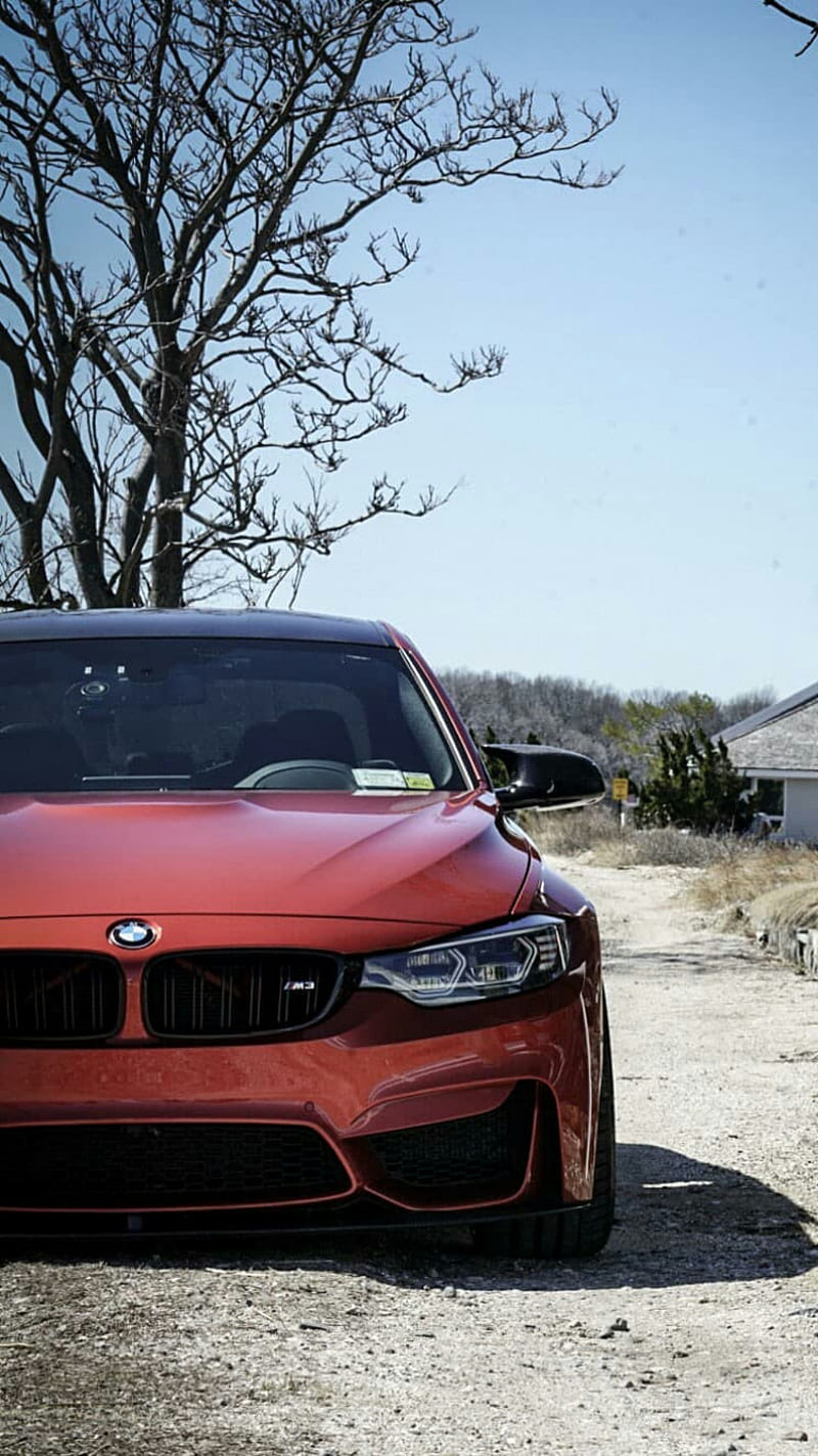 BMW M3, auto, car, f80, front view, m power, red, sedan, vehicle, HD phone wallpaper