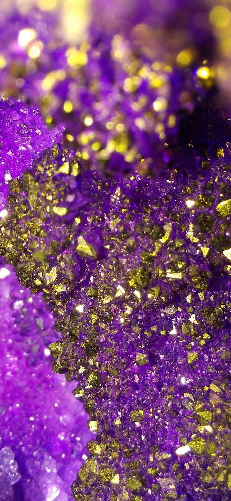 Crystals, glitter, gold, purple, sparkles, sparkling, HD phone wallpaper