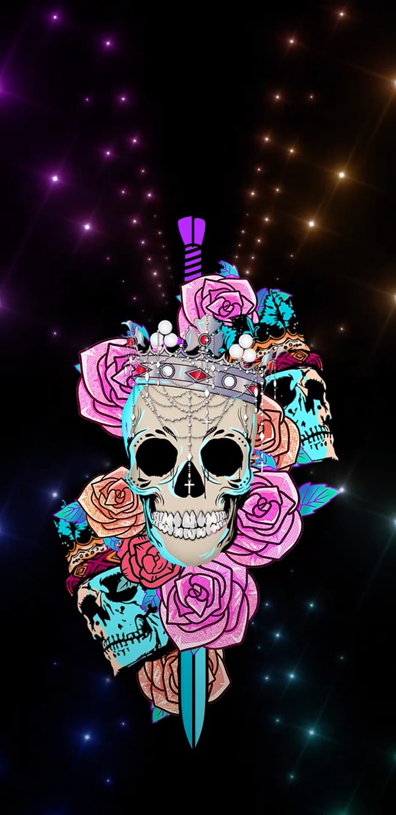 Skullshow, corona, flores, luces, calavera, calaveras, Fondo de pantalla de  teléfono HD | Peakpx
