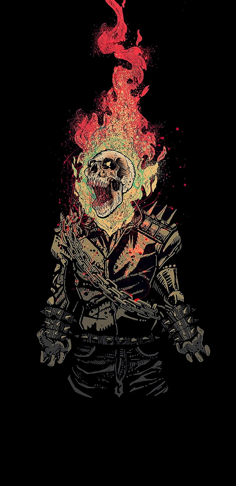 Ghost Rider Amoled, amoled, black, blaze, dark, fire, ghost, john, rider,  skull, HD phone wallpaper | Peakpx