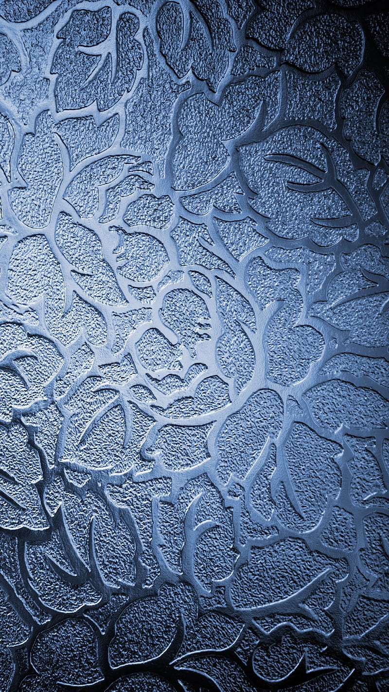 Stencil, blue, roses, silver, steel, HD phone wallpaper