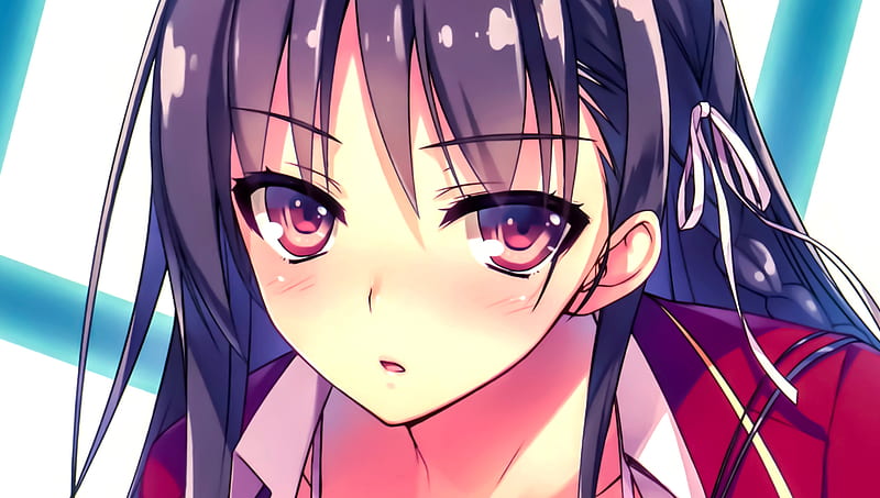 horikita suzune, anime girl,classroom of the elite, red school uniform,  tsundere face - SeaArt AI