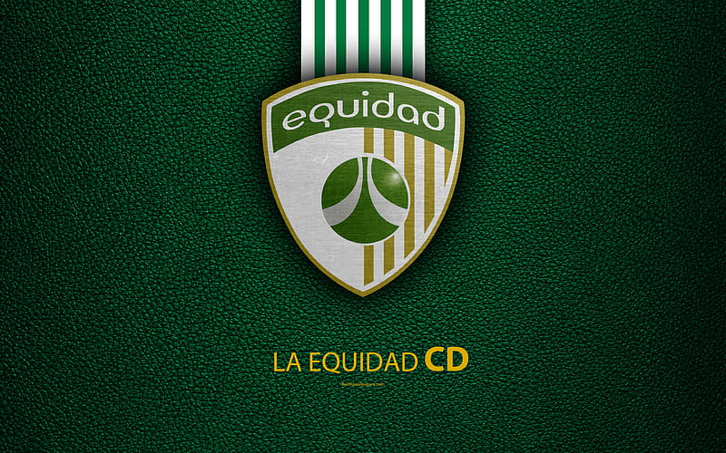 CD La Equidad leather texture, logo, green white lines, Colombian football club, emblem, Liga Aguila, Categoria Primera A, Bogota, Colombia, football, HD wallpaper