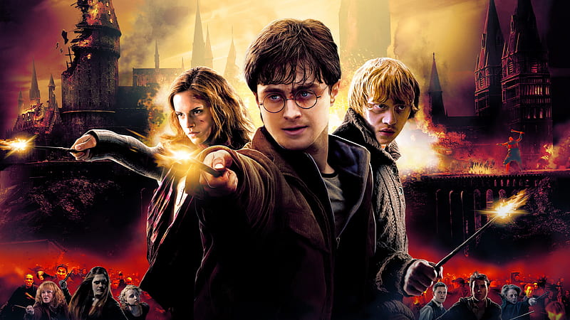 Harry Potter and the Deathly Hallows, fantasy, Daniel Radcliffe, Emma Watson, Hermione Granger, HD wallpaper