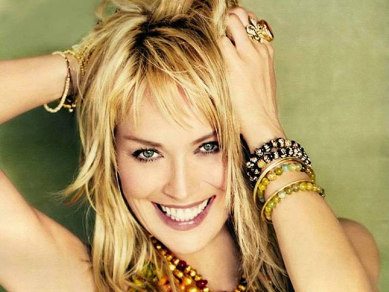 Blonde with green eyes, wonderful, green eyes, sharon stone, blonde, bonito, sexy, girl, actress, siempre, movies, HD wallpaper