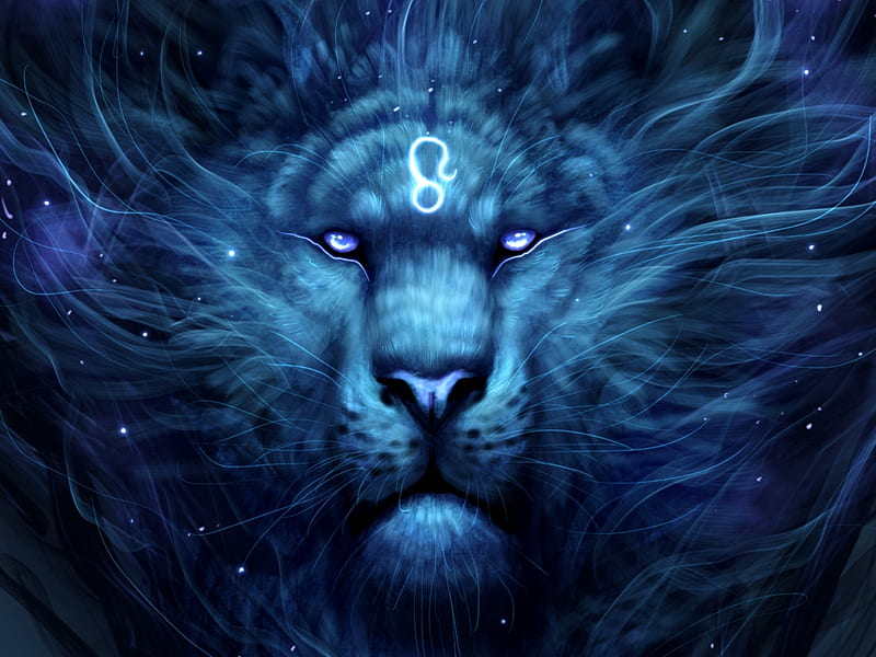Zodiac ~ Leo, fantasy, leo, leu, zodiac, minea juntura, blue, lion, HD  wallpaper | Peakpx