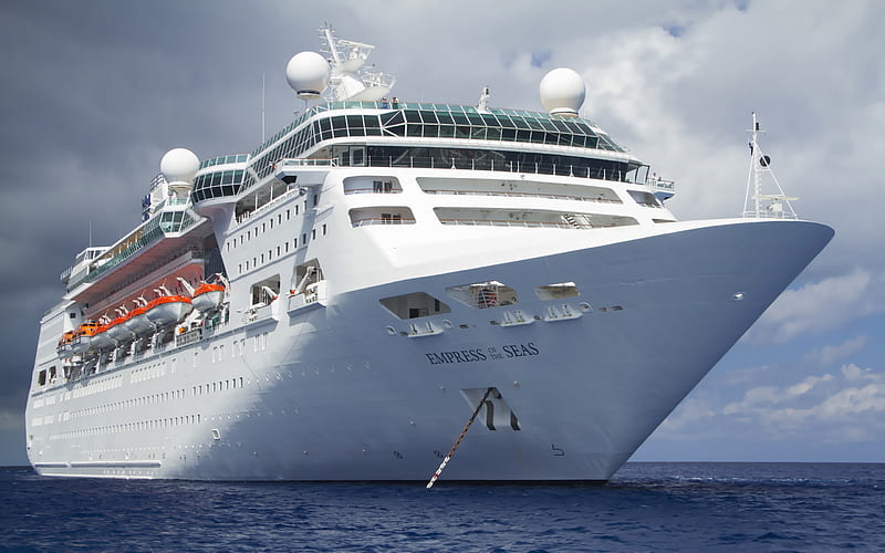 Empress of the Seas, luxury cruise liner, large passenger white ship, sea, Royal Caribbean International, Cruise Ship, HD wallpaper
