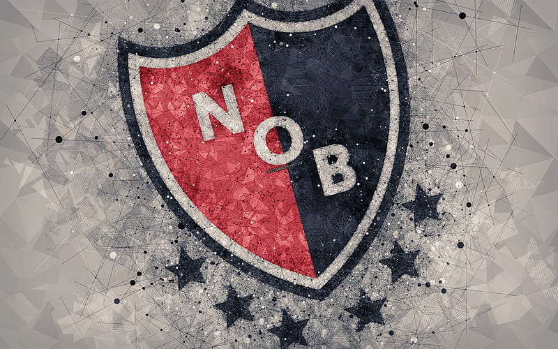 CA Newells Old Boys logo, geometric art, Argentine football club, gray abstract background, Argentine Primera Division, football, Rosario, Argentina, creative art, Newells Old Boys FC, HD wallpaper