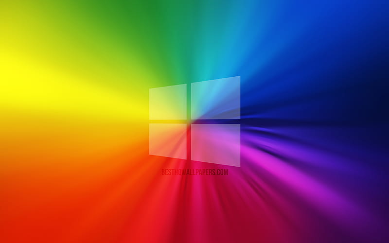 Windows 10 logo, vortex, rainbow backgrounds, creative, operating systems, Microsoft Windows 10, artwork, Windows 10, HD wallpaper