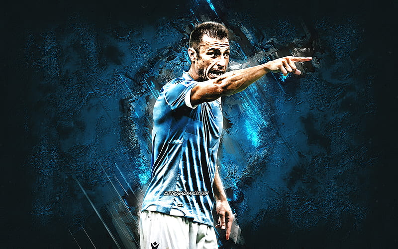 Stefan Radu, SS Lazio, romanian footballer, portrait, blue stone background, Serie A, Italy, football, Lazio, HD wallpaper