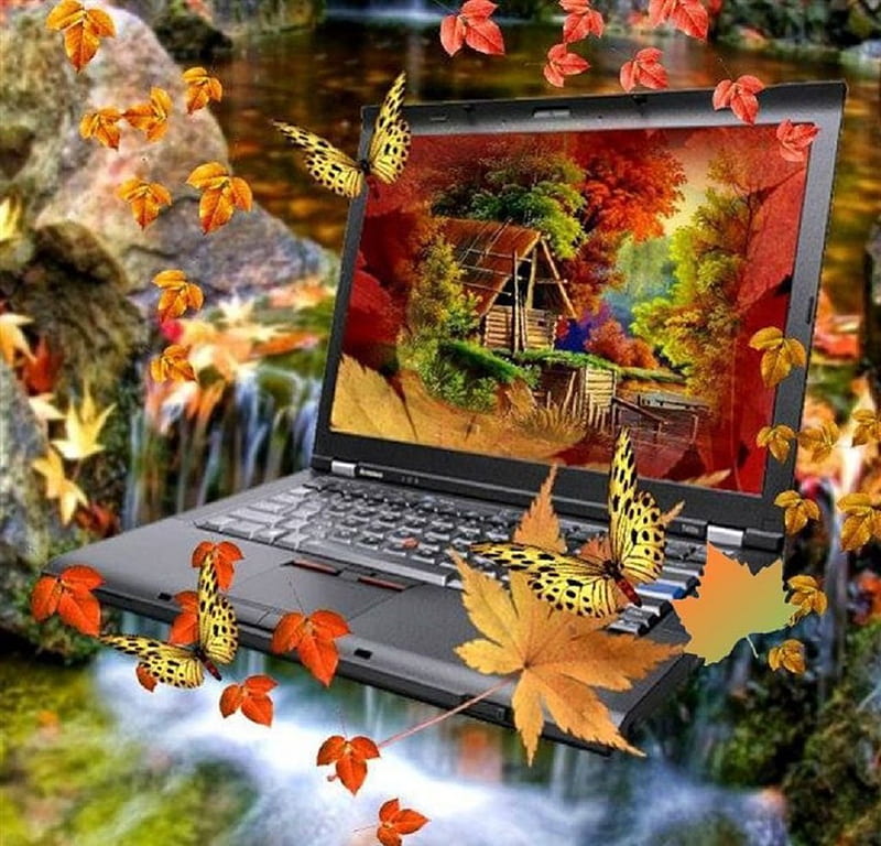 Fall on my desk , fall leaves, collage, desk, abstract, HD wallpaper