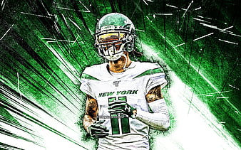 Download wallpapers Robby Anderson, 4k, wide receiver, New York Jets,  american football, NFL, Robert Steven Anderson, National Football League,  NY Jets, Robby Anderson Jets, neon lights, Robby Anderson 4K for desktop  free.