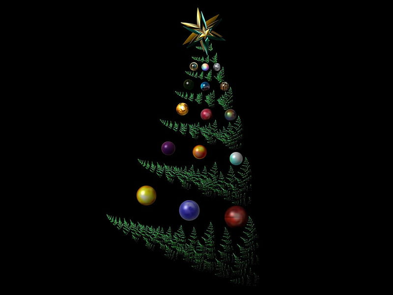 Christmas Tree, bulbs, tree, abstract, star, HD wallpaper