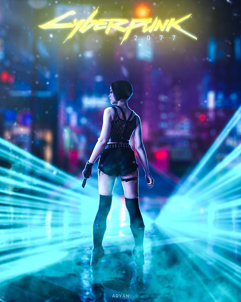 Cyberpunk 2077 2, city, future, futuristic, game, girl, neon, punk, HD phone wallpaper