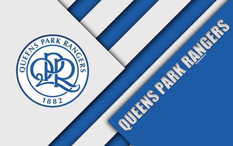Queens Park Rangers FC, QPR logo white blue abstraction, QPR, material design, English football club, London, England, UK, football, EFL Championship, HD wallpaper