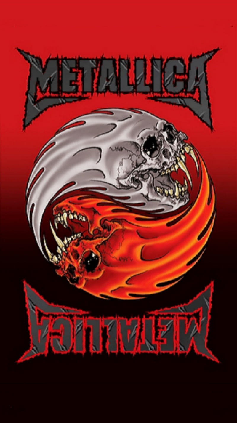 Metallica, band, bay area, black, california, logo, red, san francisco, skulls, yin and yang, HD phone wallpaper