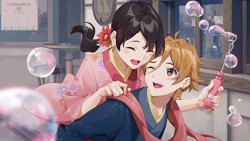 Beautiful Smiley Anime Couple Anime Couple, HD wallpaper
