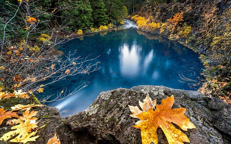 blue lake, mountain river, autumn, forest, beautiful lake, HD wallpaper