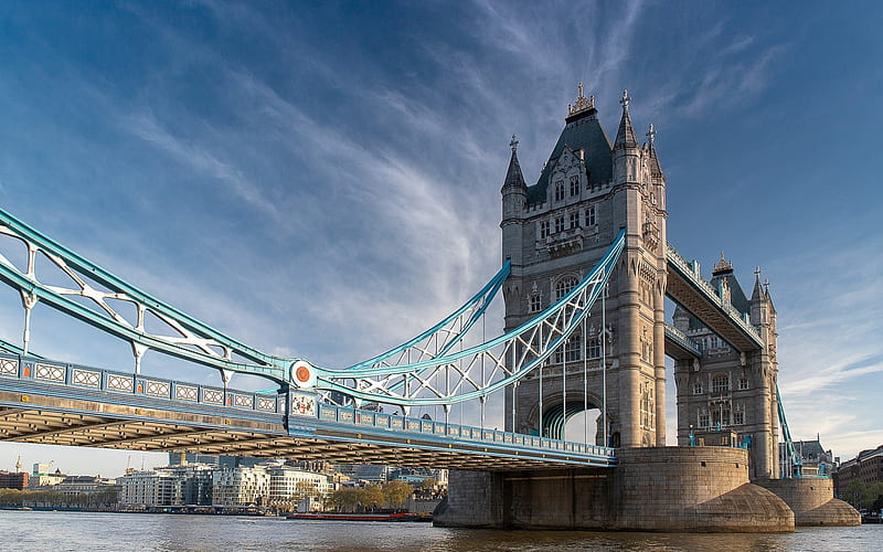 Tower Bridge, London, Landmark, famous bridge, England, UK, bridges, Thames River, HD wallpaper
