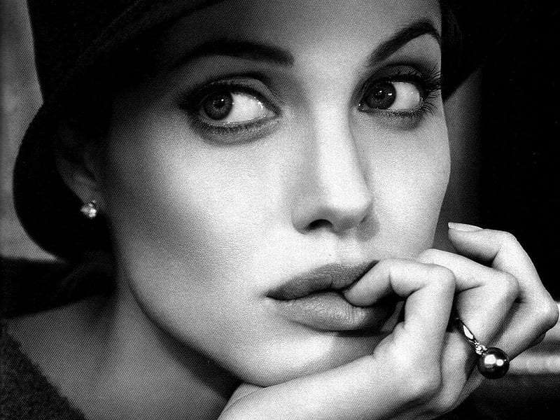 Angelina Jolie, black and white, movies, actress, hollywood, HD wallpaper