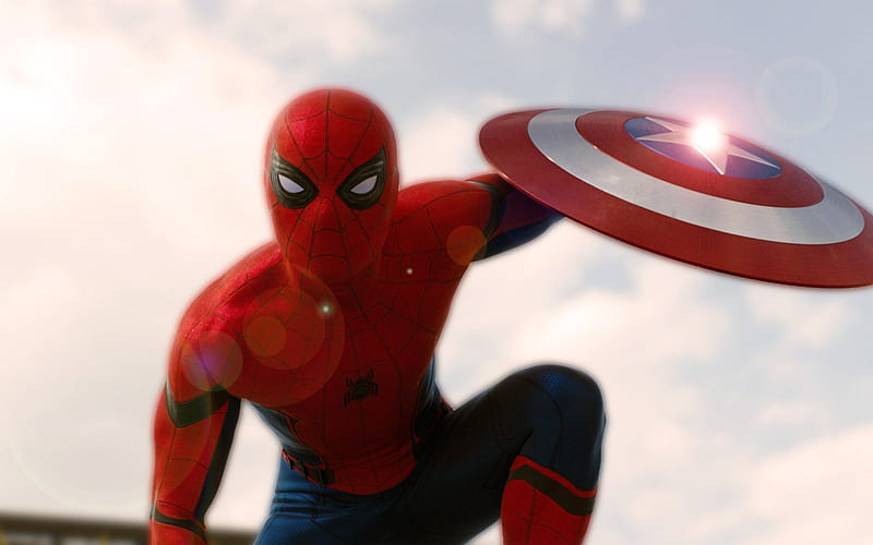 Spider Man, superheroes, Captain America Civil War, SpiderMan, Captain  America Shield, HD wallpaper | Peakpx