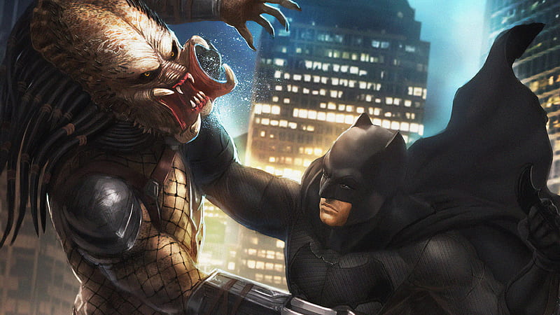 Predator Vs Batman , batman, superheroes, digital-art, artwork, predator, HD wallpaper