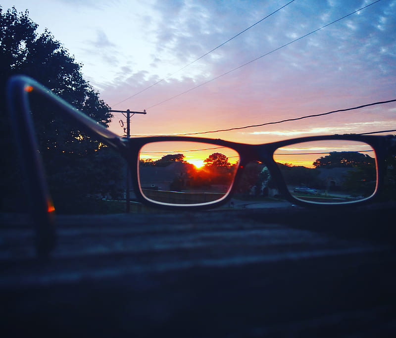 Sunset thru glasses, nature, scenery, sky, HD wallpaper