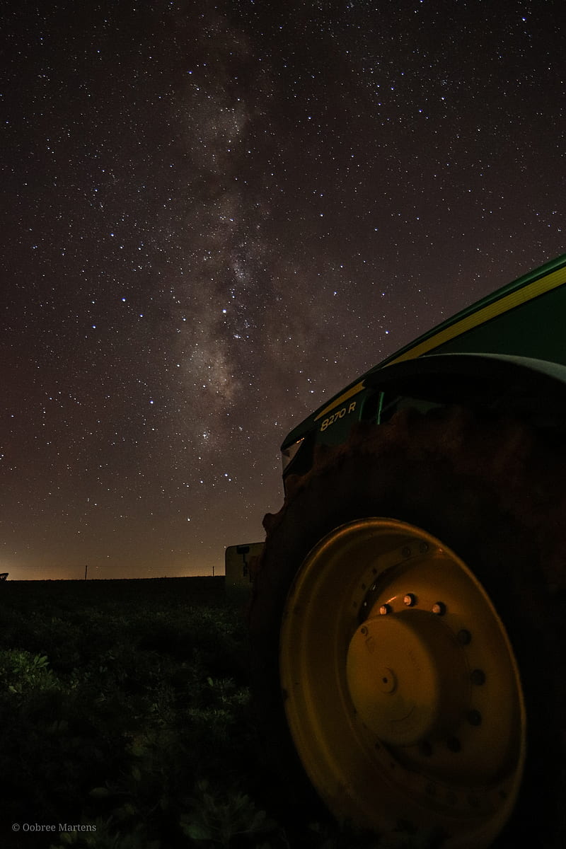 Stars and tractor , deere, farm, case, stars, astrography, HD phone wallpaper