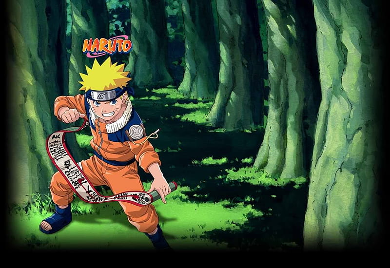 Naruto In A Forest, kid, forest, naruto, scroll, HD wallpaper