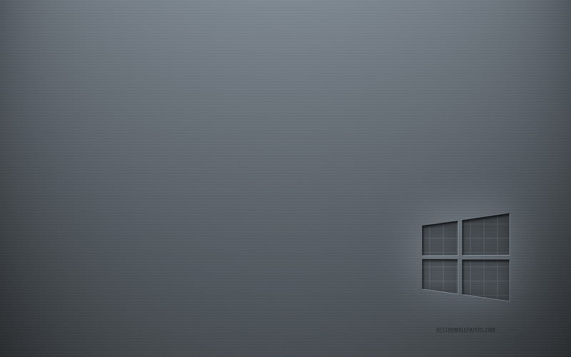 Windows 10 logo, gray creative background, Windows 10 emblem, gray paper texture, Windows, gray background, Windows 3d logo, HD wallpaper